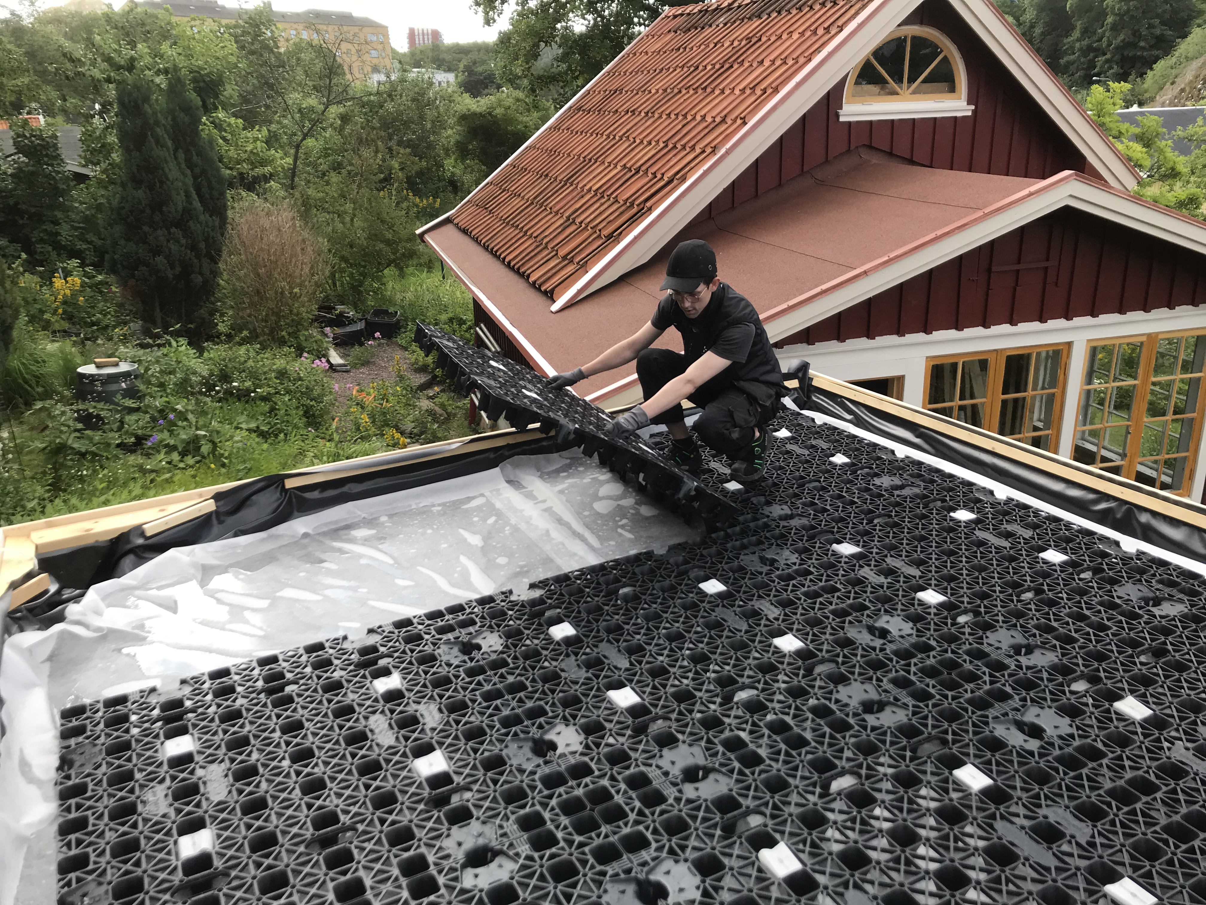 Blågrönt tak uppbyggnad steg 2.